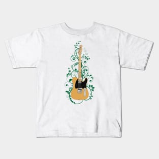 Butterscotch T-Style Electric Guitar Flowering Vines Kids T-Shirt